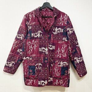 Vintage Reversible Quilted Patchwork Jacket Plum Purple XL-XXL